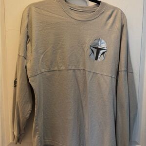 Disney Gray Mandalorian Long Sleeve Men's Shirt